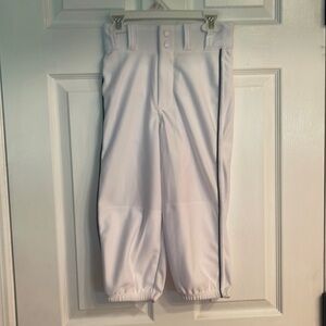 Youth Small white Knicker Baseball Pants with Hunter Green stripe